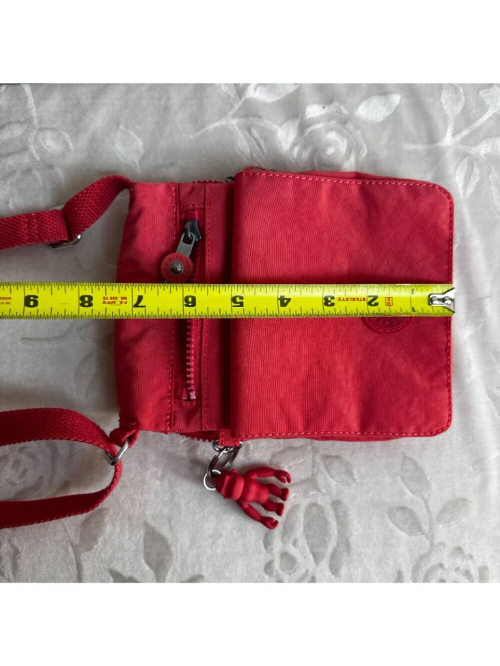 Kipling Red Eldorado Small Crossbody Wallet Purse With Monkey Charm - Picture 11 of 12